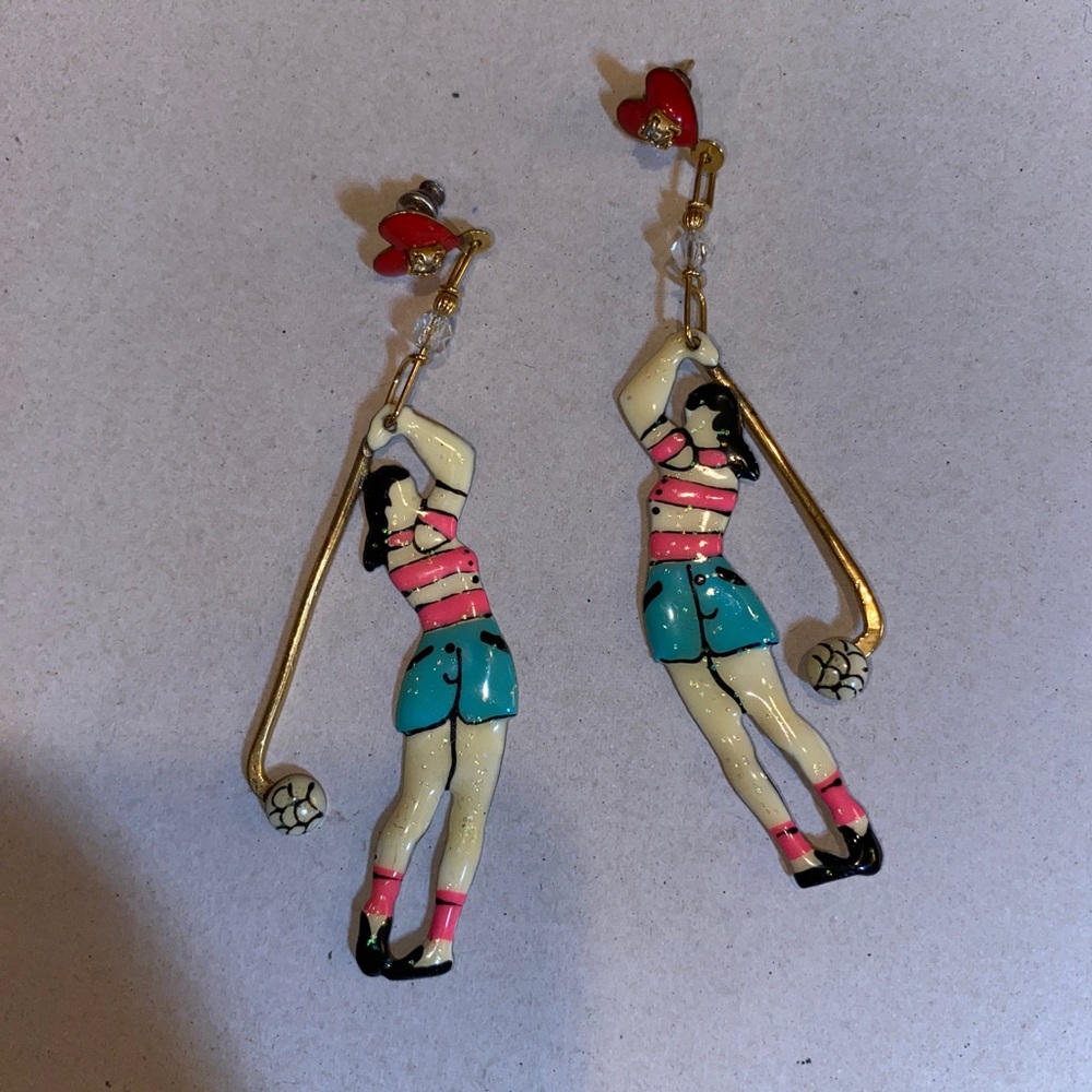 LUNCH at the Ritz/Snack at the Ritz, Vintage Female Golf Earrings